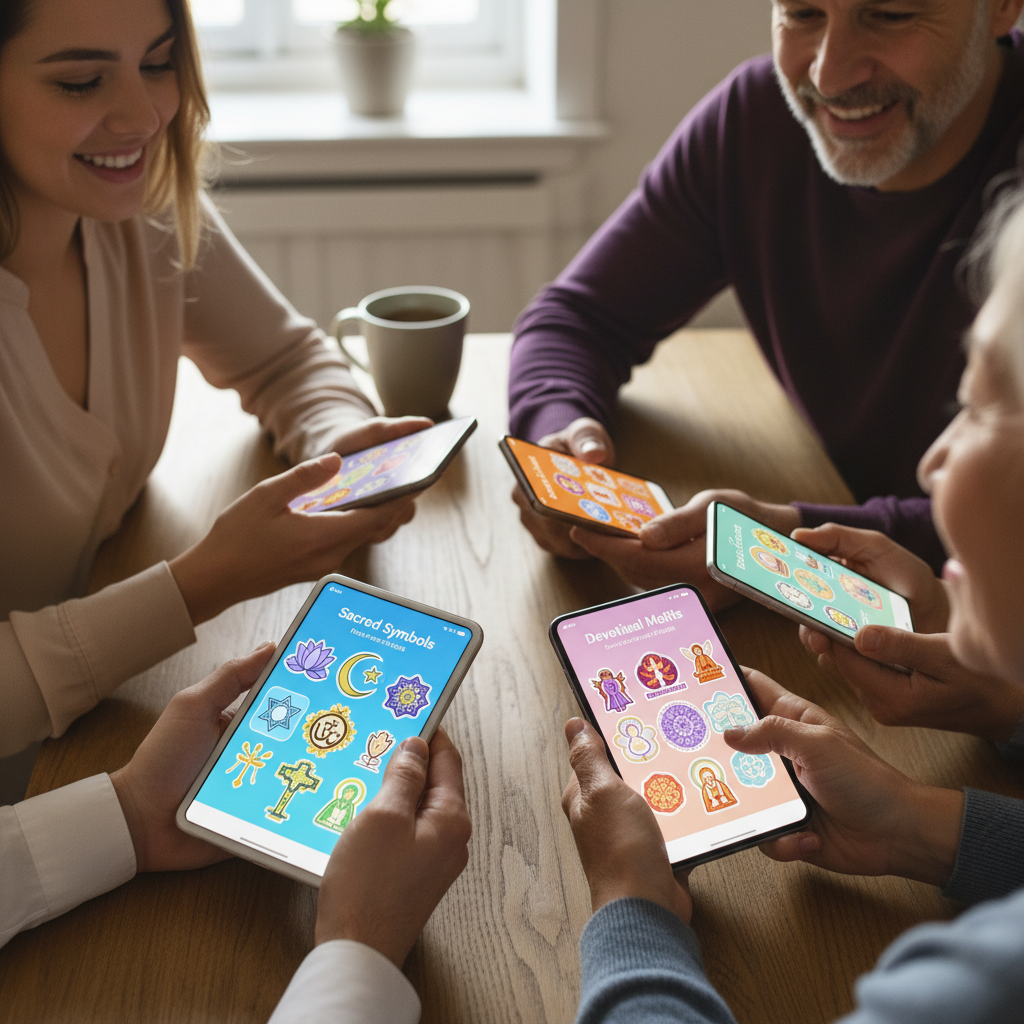 Consistent social media assets ensure your ministry's message is recognizable across every digital platform. A smartphone screen displaying a collection of consistent and vibrant social media graphics for a faith organization.