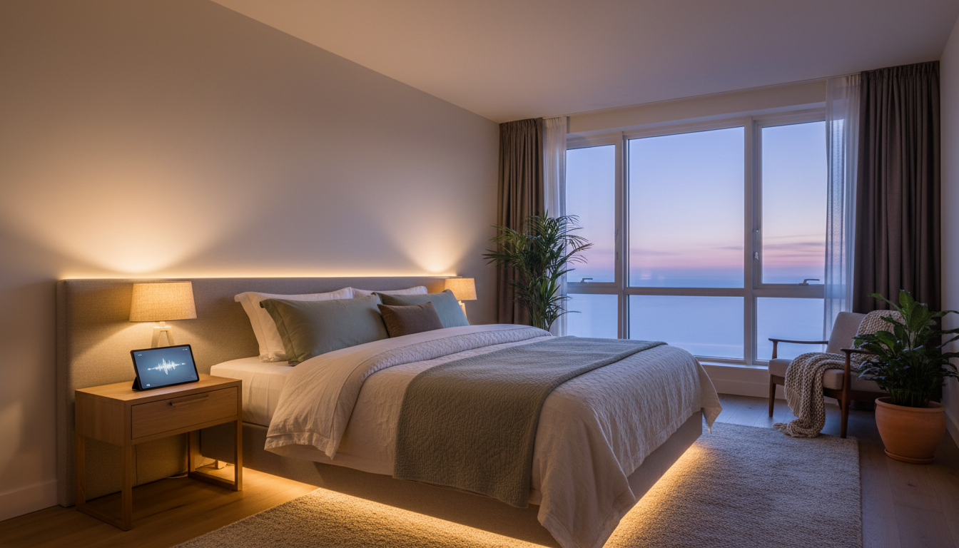 Calm bedroom in soft morning light