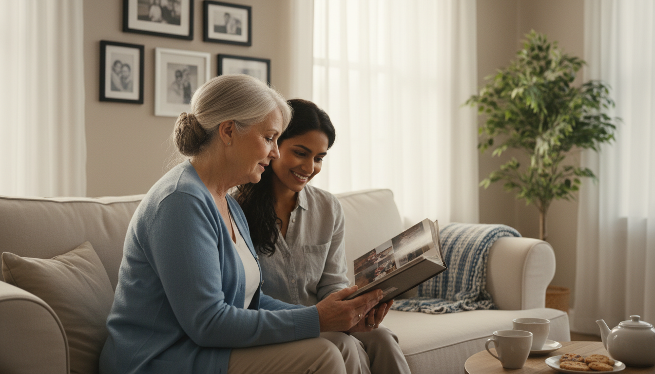 happy caregiver