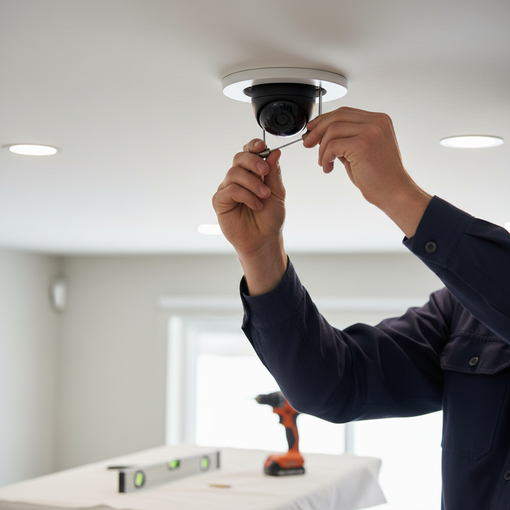 technician installing camera