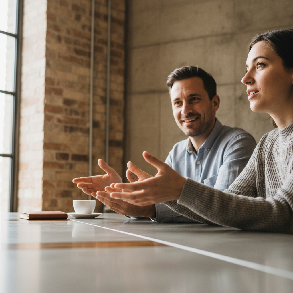 Cultural fit is determined in the quiet moments of conversation, not just on a technical checklist. Two professionals engaged in a deep, quiet conversation in a sunlit corner of a modern office, representing a culture and style assessment.