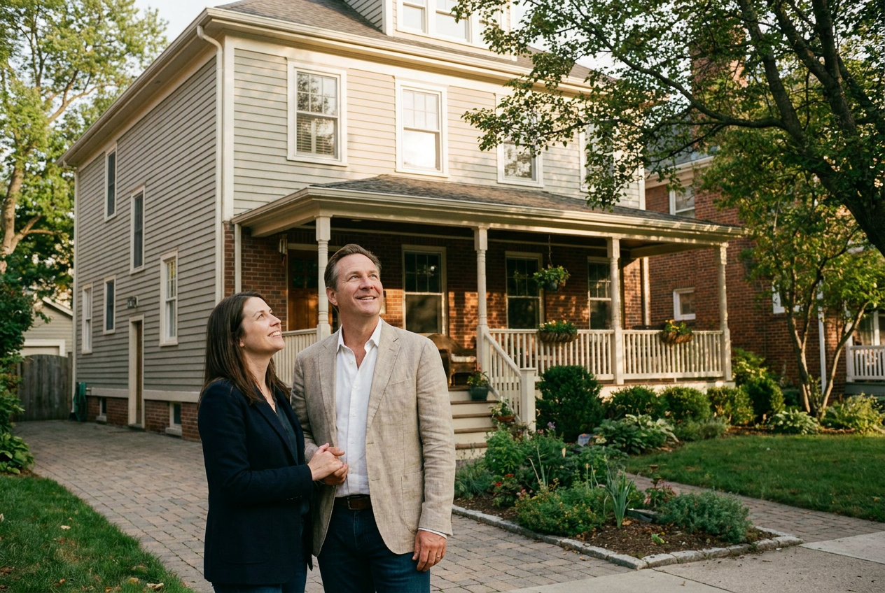 happy couple home