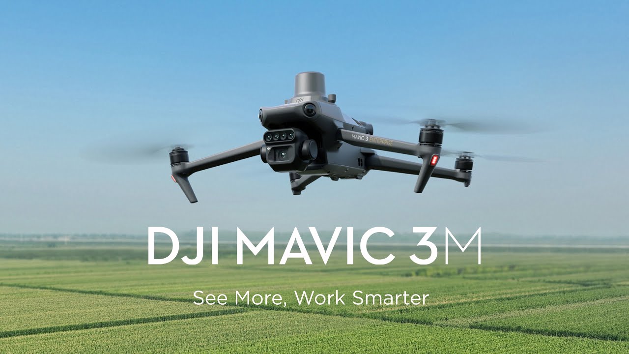 The DJI Mavic 3 Multispectral combines centimetre-level RTK positioning with advanced crop health sensors. DJI Mavic 3 Multispectral drone in flight over a crop field for precision data capture