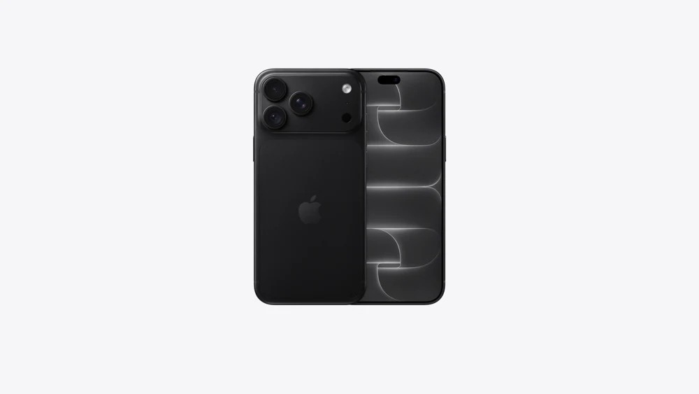 iPhone 18 Pro Max in black, front and rear catalogue view